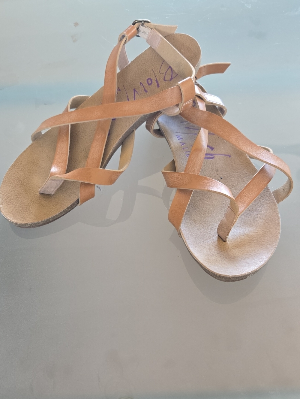 Blowfish Tan Strappy Toe-Loop Sandals